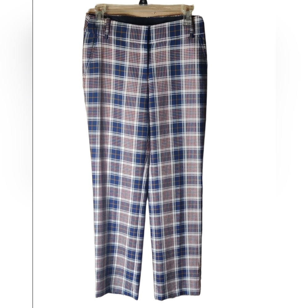 Tory Burch Blue Plaid Pants Size 2